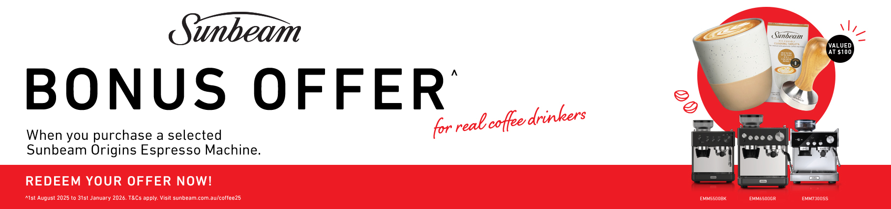 Bonus Gift With Selected Sunbeam Coffee Machines