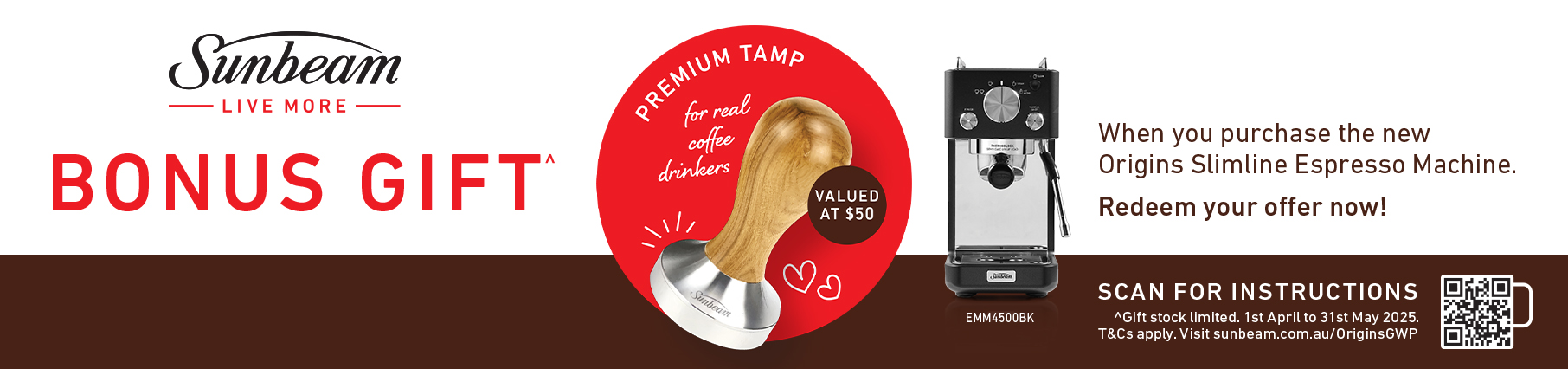Bonus Gift With Selected Sunbeam Coffee Machines