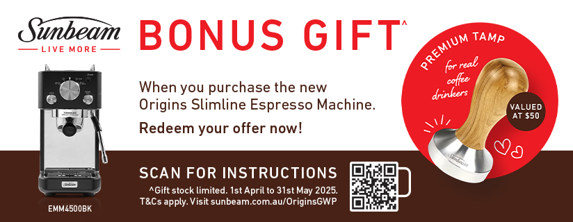 Bonus Gift With Selected Sunbeam Coffee Machines