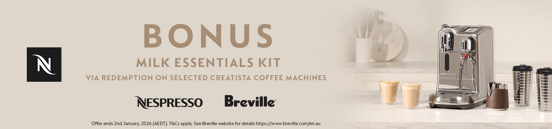 Bonus Breville Milk Essentials Kit With Select Breville Coffee Machines at Retravision