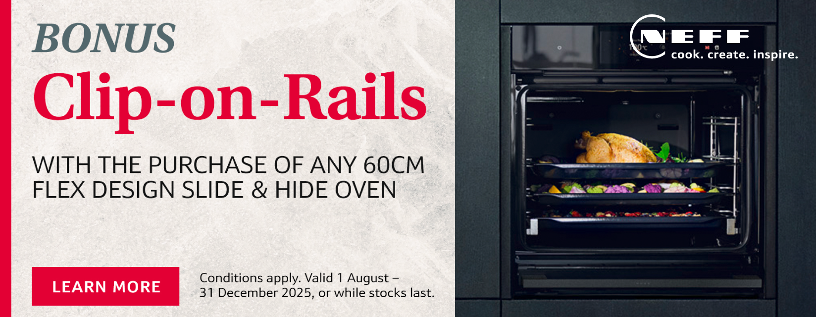 Bonus Rails With NEFF 60cm FlexDesign Ovens