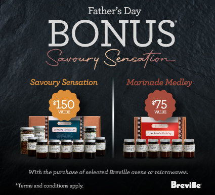 Bonus Savoury Sensation Packs with selected Breville Ovens or Microwaves