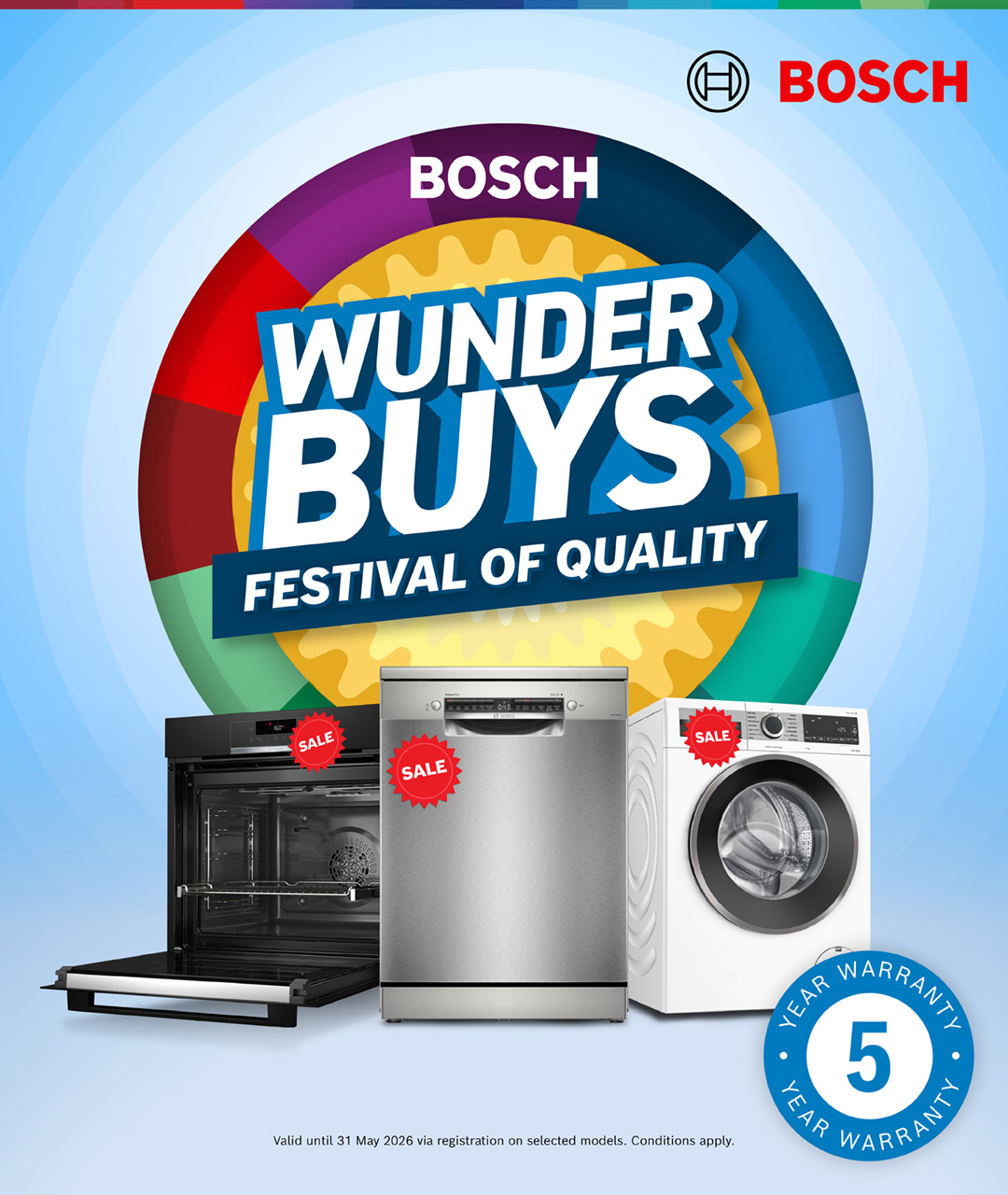 Bonus 5-Year Warranty On Selected Bosch Kitchen & Laundry Appliances