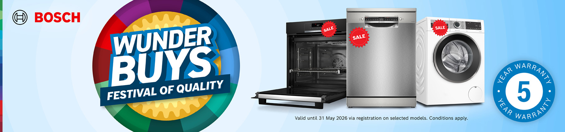 Bonus 5-Year Warranty On Selected Bosch Kitchen & Laundry Appliances