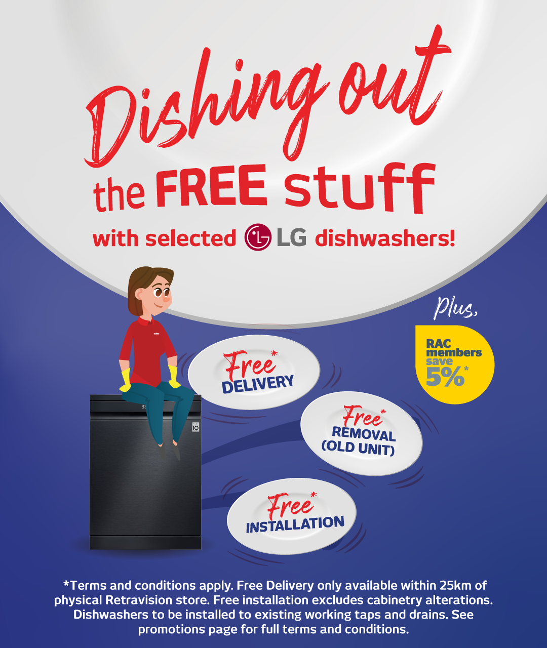 Free Delivery, Installation & Removal On LG Dishwashers