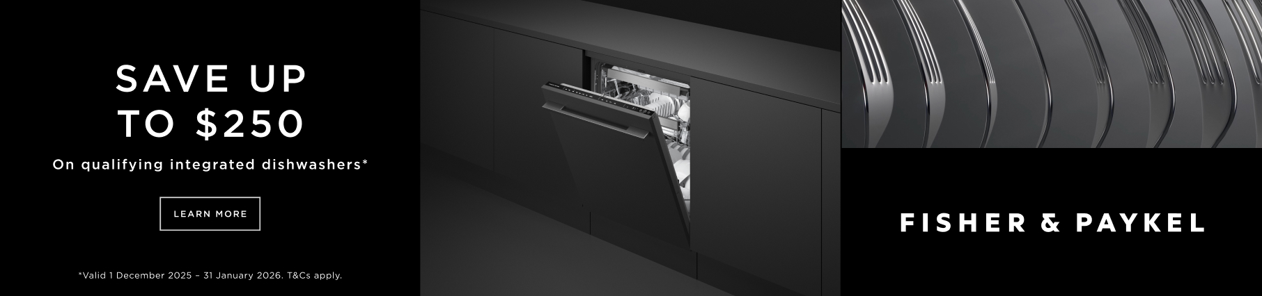 Save up to $250 on Fisher & Paykel Built-under Dishwashers