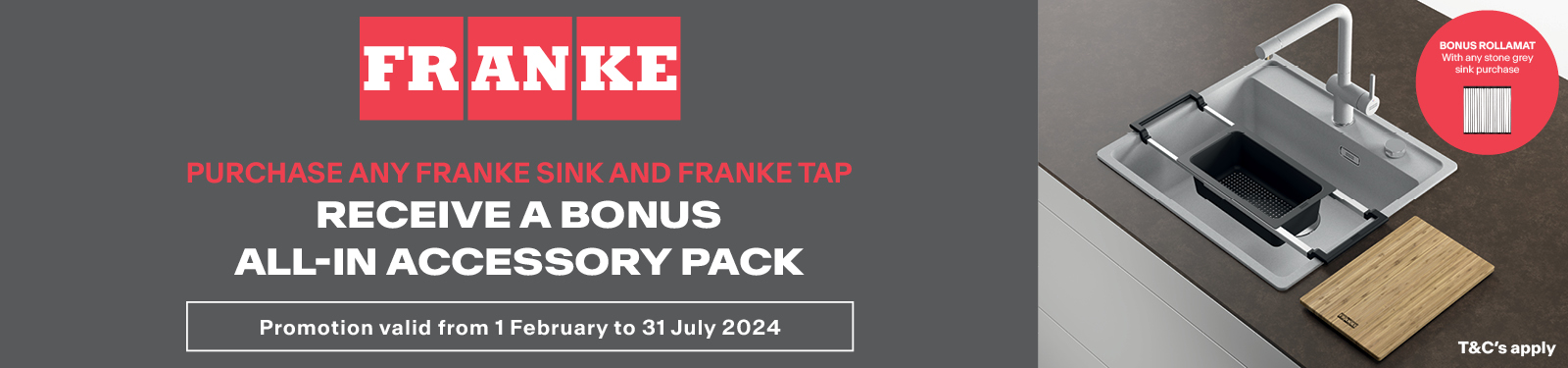 Bonus Franke Accessory Pack With Any Sink And Tap Purchase at Retravision
