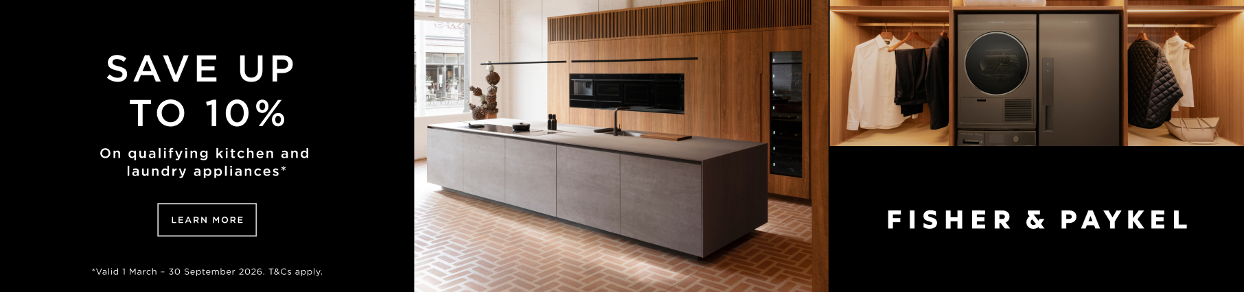 Save Up To 10% On Selected Fisher & Paykel Kitchen & Laundry Appliances