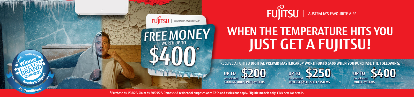 Bonus Prepaid Mastercard with selected Fujitsu Aircons at Retravision
