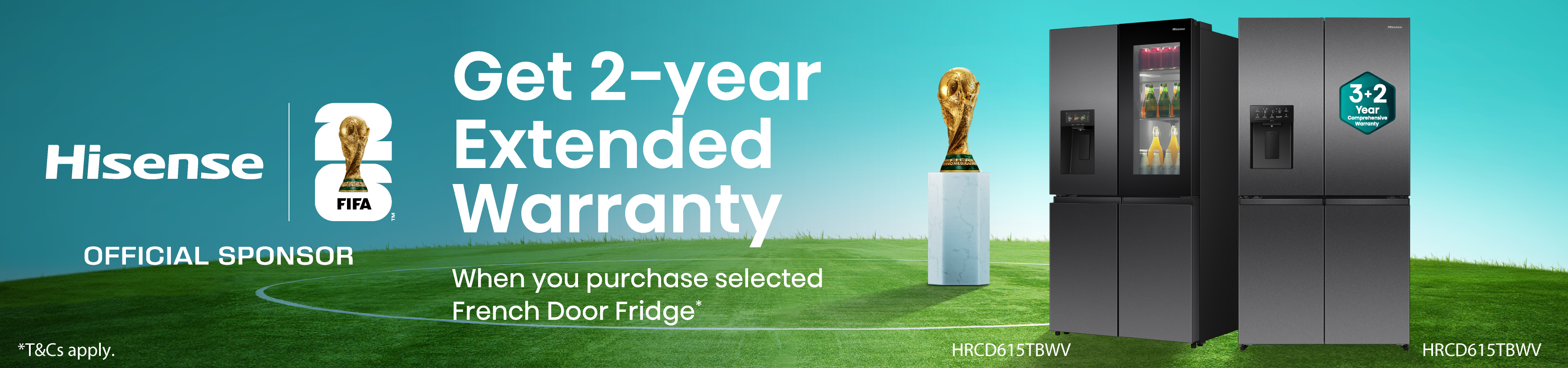 Bonus 2 Year Extended Warranty With Selected Hisense French Door Fridges at Retravision