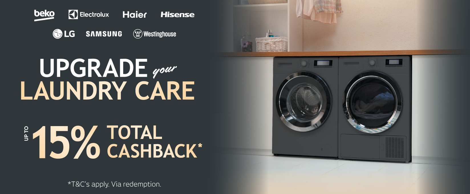 Receive Up To 15% Cashback On Selected Laundry Appliances at Retravision