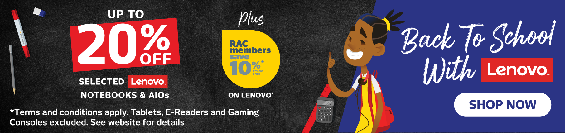 Up To 20% Off Selected Lenovo, Plus RAC Members Save An Extra 10%