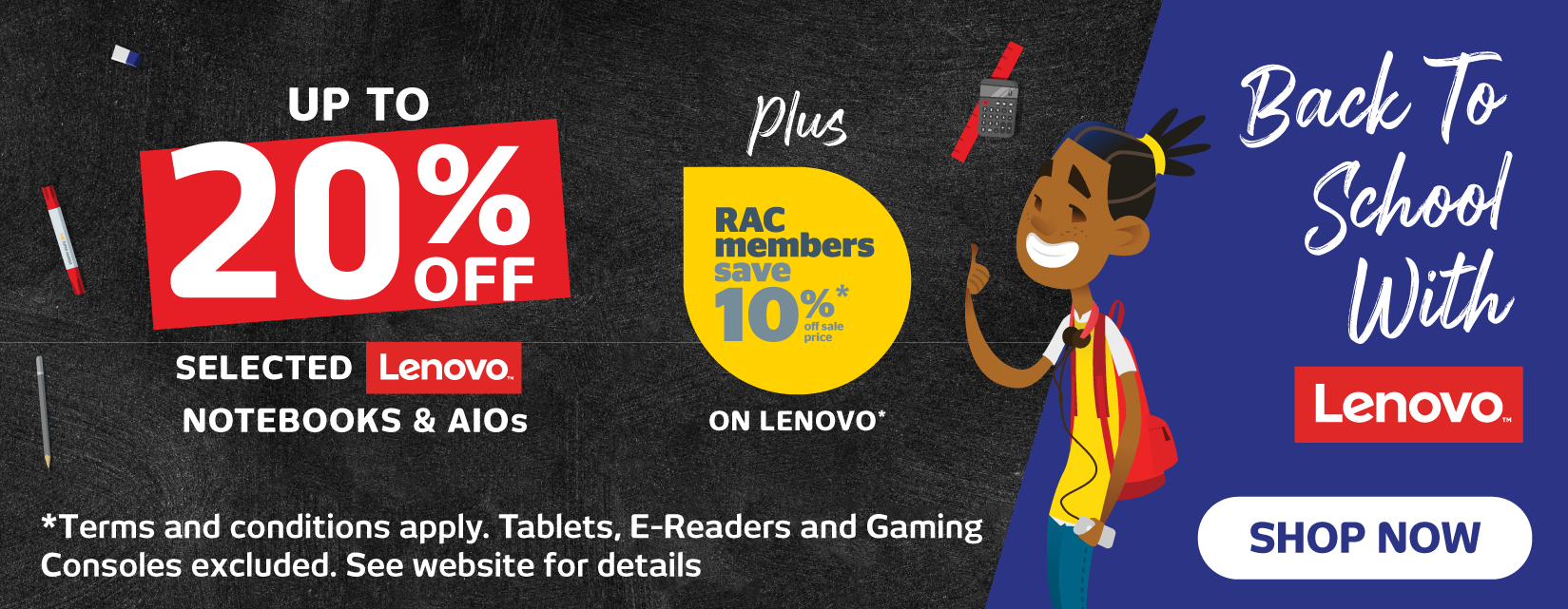 Up To 20% Off Selected Lenovo, Plus RAC Members Save An Extra 10% at Retravision