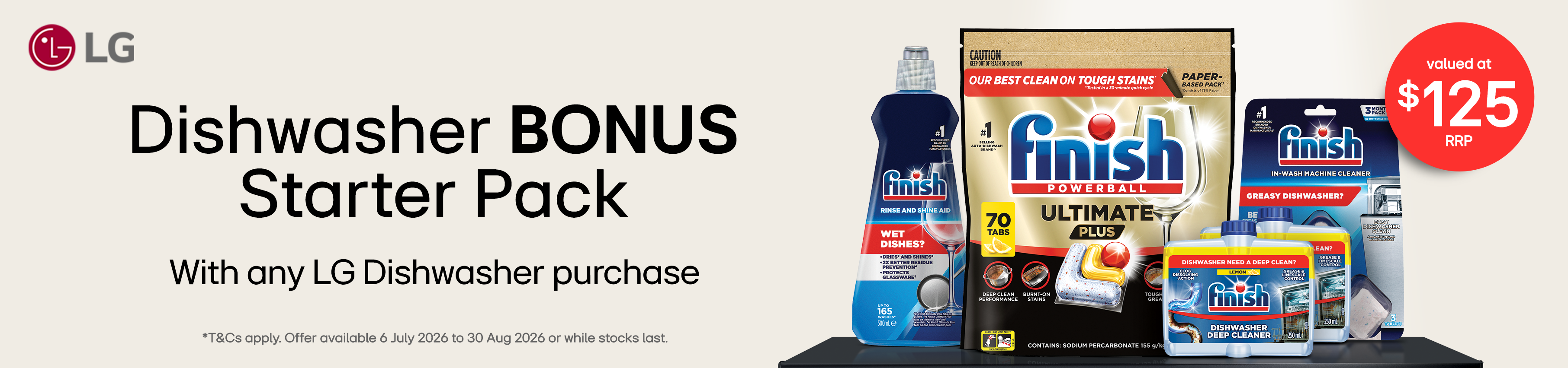 Bonus Finish Pack With Selected LG Dishwashers