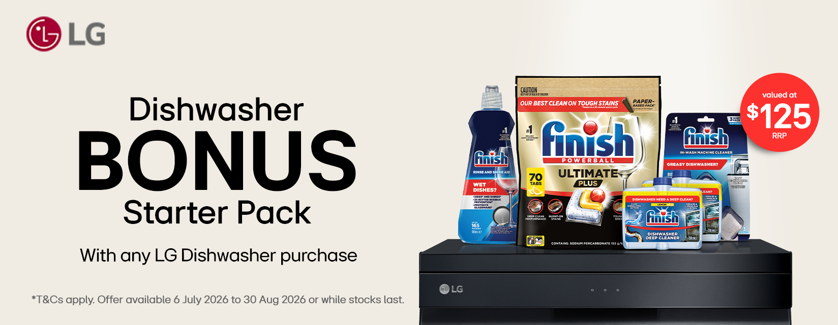 Bonus Finish Pack With Selected LG Dishwashers