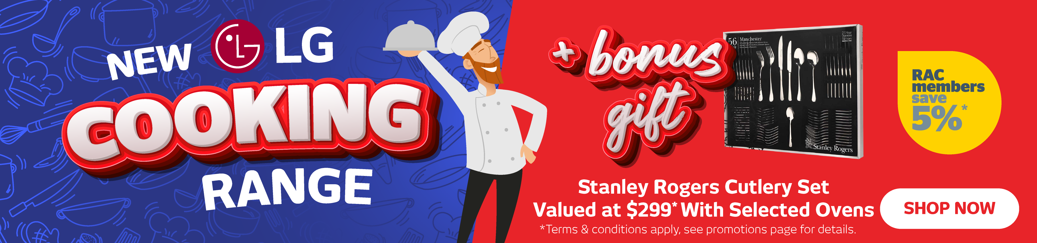 Bonus Stanley Rogers Cutlery Set With NEW LG Ovens