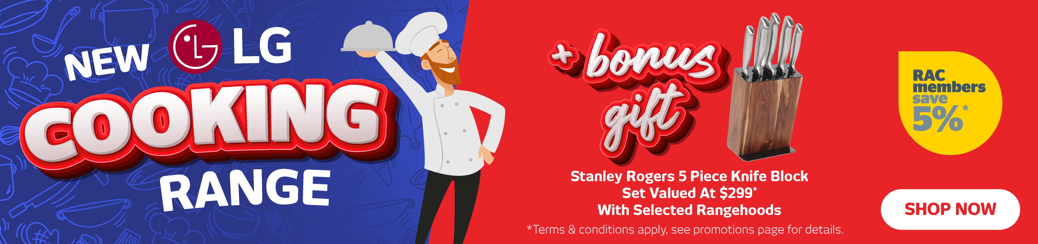 Bonus Stanley Rogers Knife Block With NEW LG Rangehoods