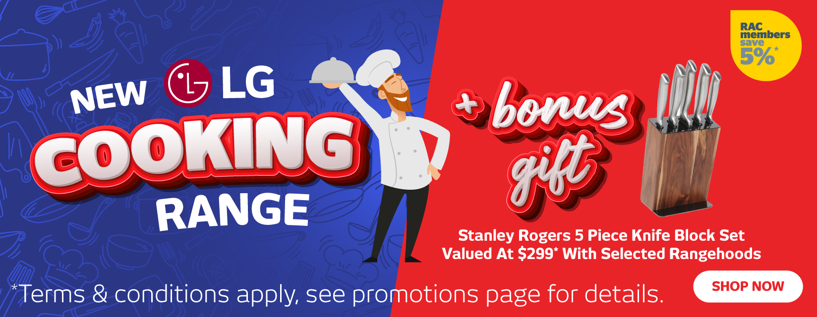 Bonus Stanley Rogers Knife Block With NEW LG Rangehoods