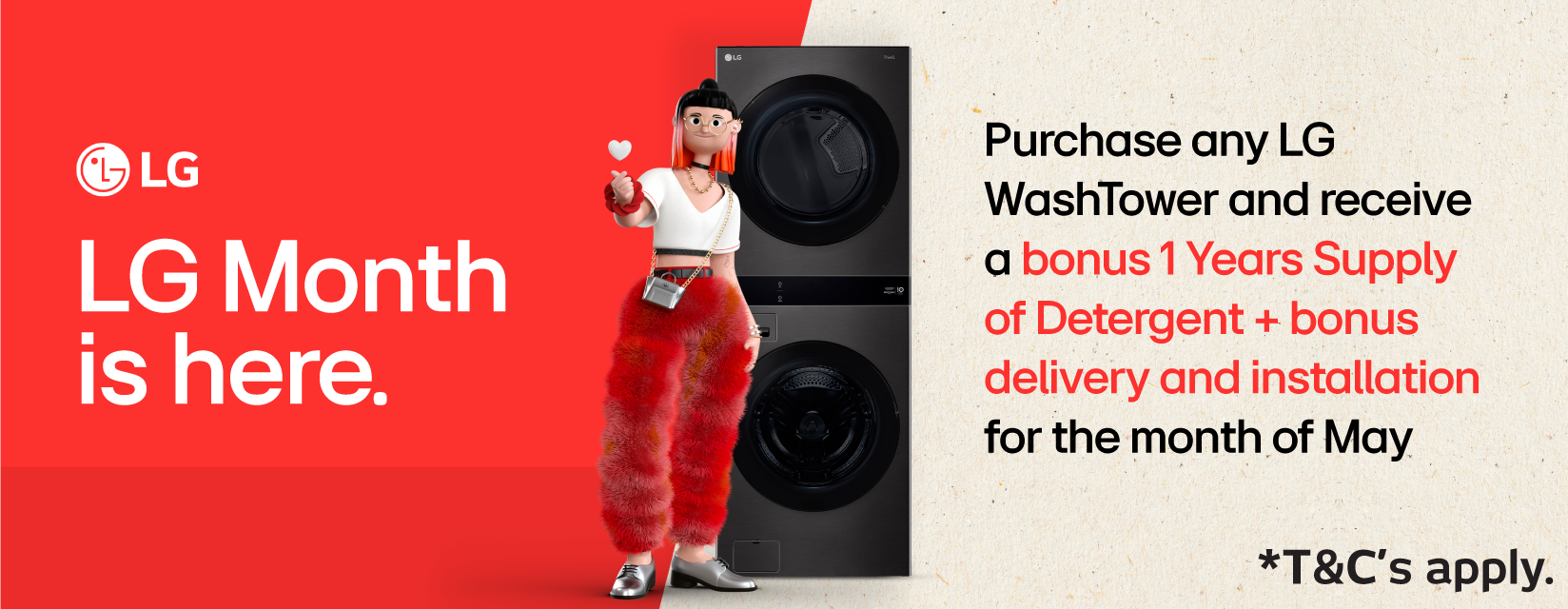 Bonus Laundry Detergent & Delivery, Installation On LG WashTowers at Retravision