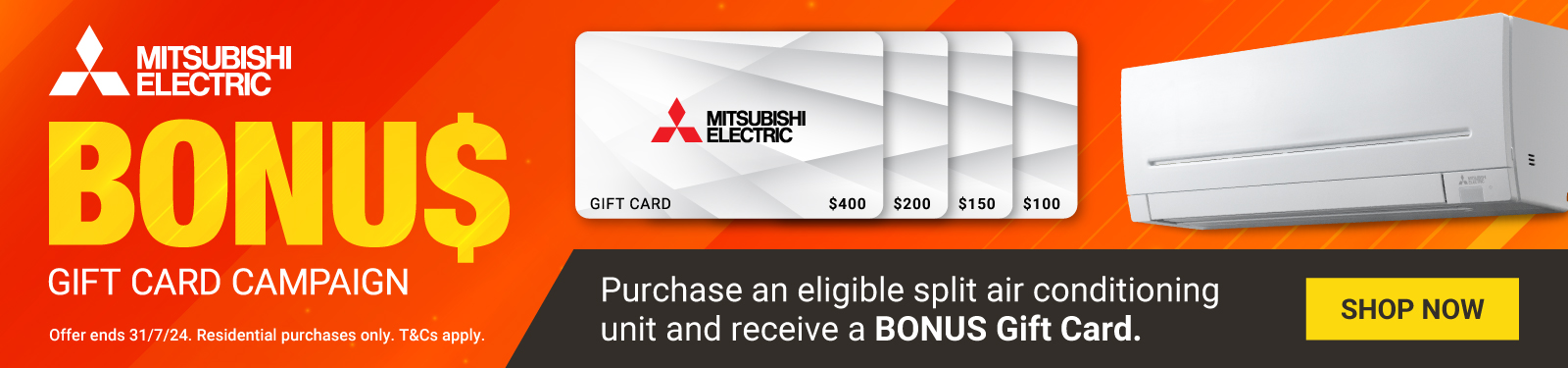 Bonus Gift Card On Selected Mitsubishi Air Conditioning at Retravision