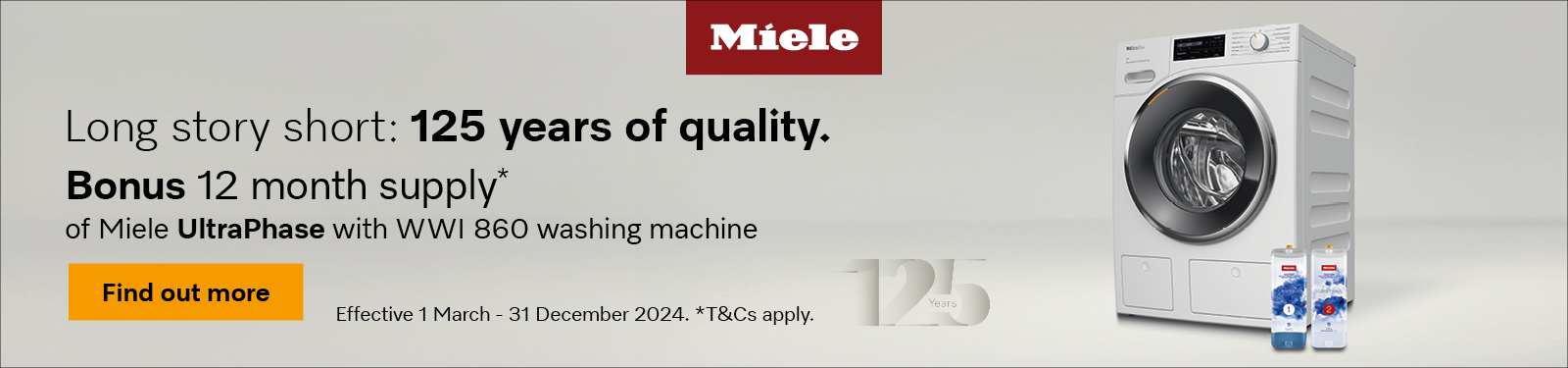 Bonus 12 Month Supply Of UltraPhase Detergent With Selected Miele Washing Machines