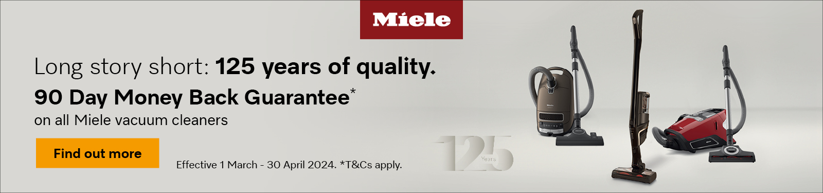 90 Day Money Back Guarantee On All Miele Vacuum Cleaners at Retravision