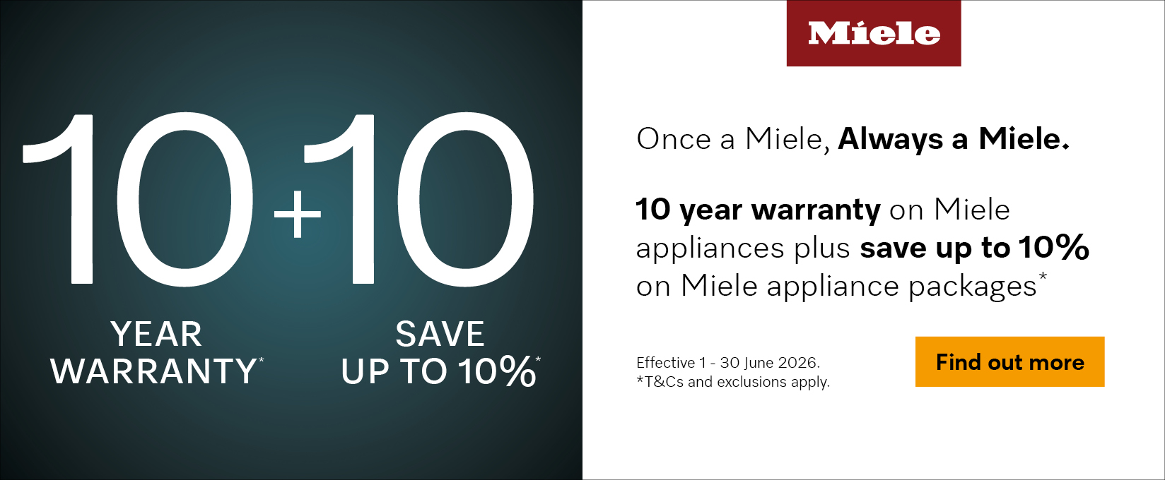 10 Year Warranty + Save Up To 10% On Selected Miele Appliances at Retravision