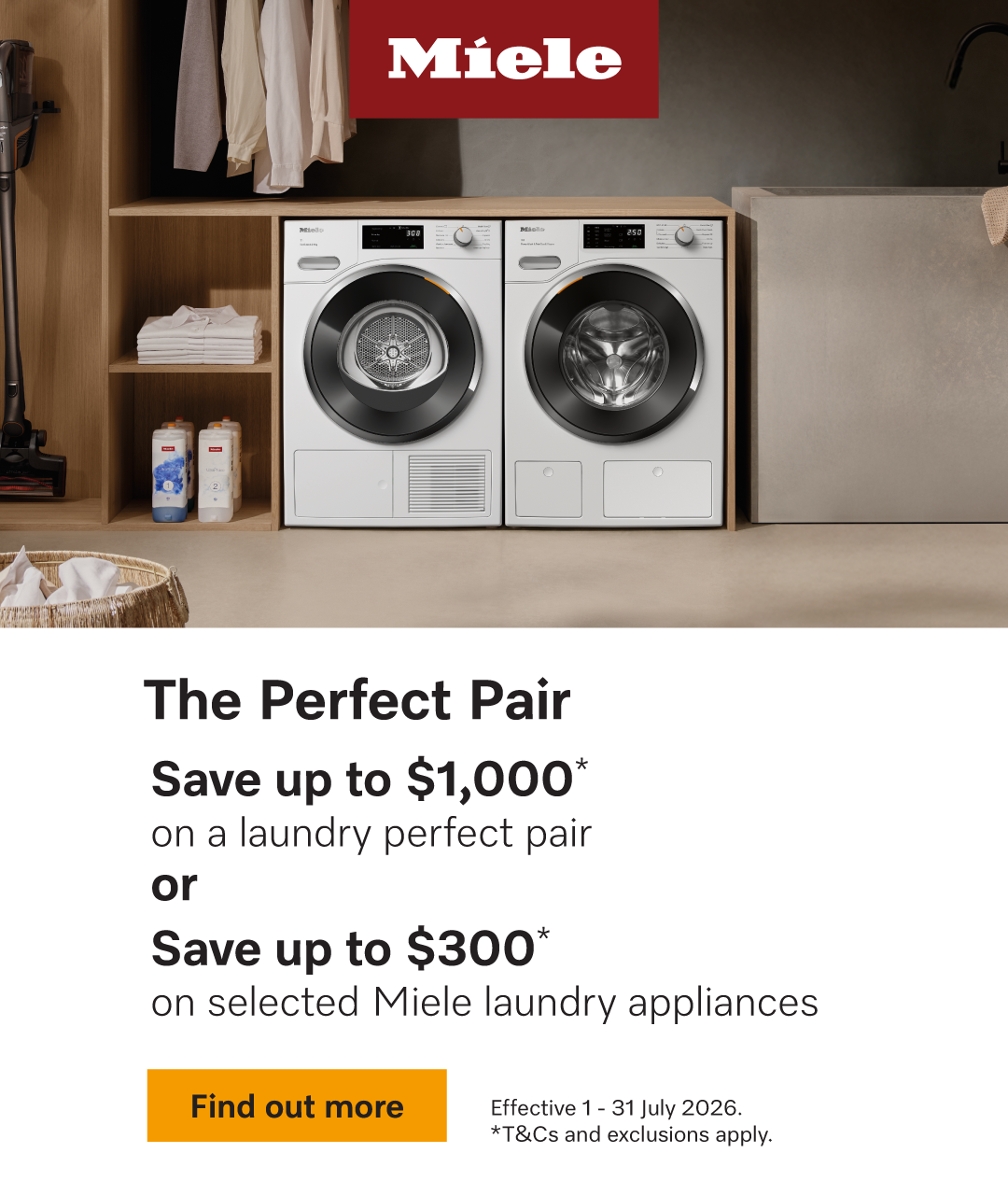 Save Up To $1000 On Selected Miele Laundry Packages