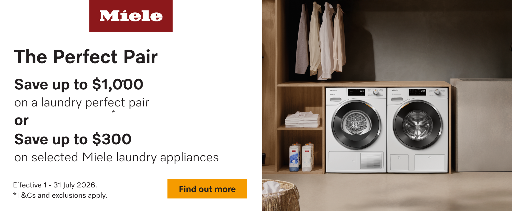 Save Up To $1000 On Selected Miele Laundry Packages at Retravision