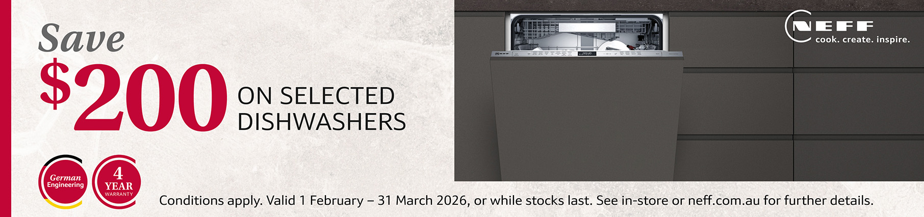 Save Up To $200 On Selected NEFF Dishwashers