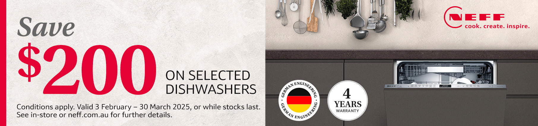 Save Up To $200 On Selected NEFF Dishwashers