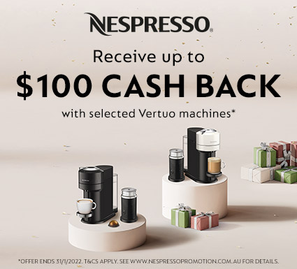 Receive up to $100 cashback on Nespresso Vertuo Machines