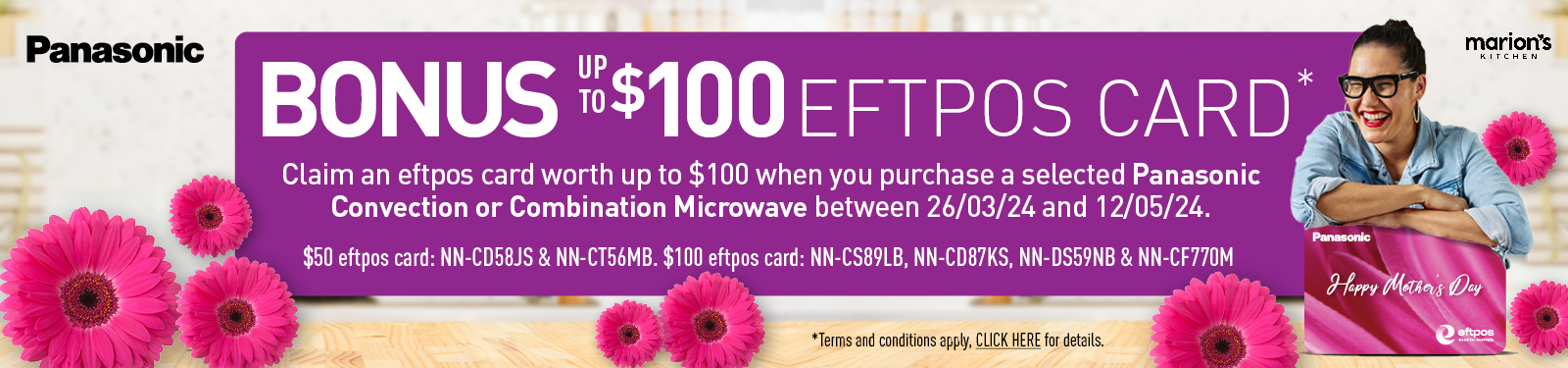 Panasonic Mother's Day Microwave Cashback at Retravision