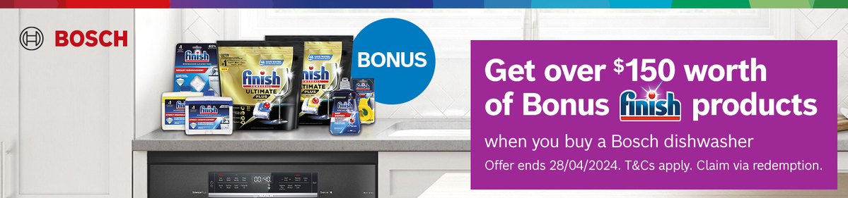 Bonus Finish Pack With Selected Bosch Dishwashers at Retravision