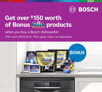 Bonus Finish Pack With Selected Bosch Dishwashers at Retravision