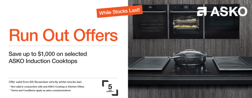 Save up to $1100 on ASKO Induction Cooktops