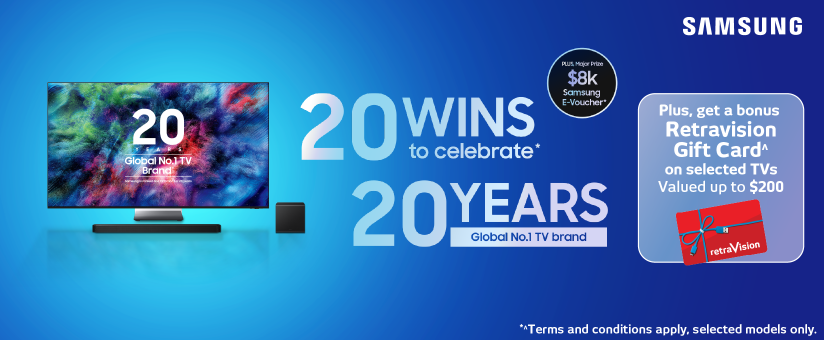 Celebrating 20 Years: Bonus Retravision Gift Card On Samsung 2026 TV And Audio at Retravision