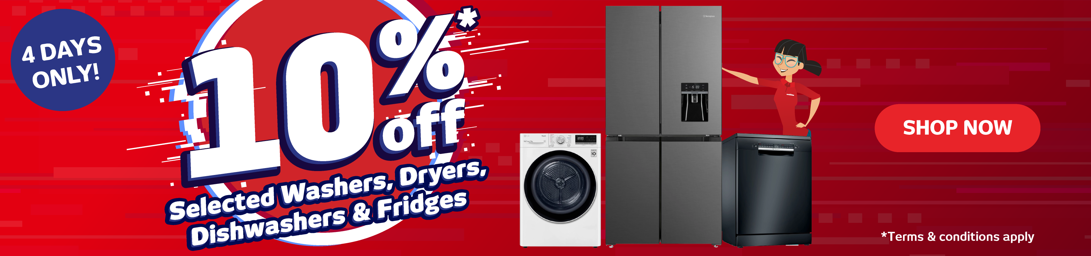 Save 10% Off Washers, Dryers, Dishwashers & Fridges