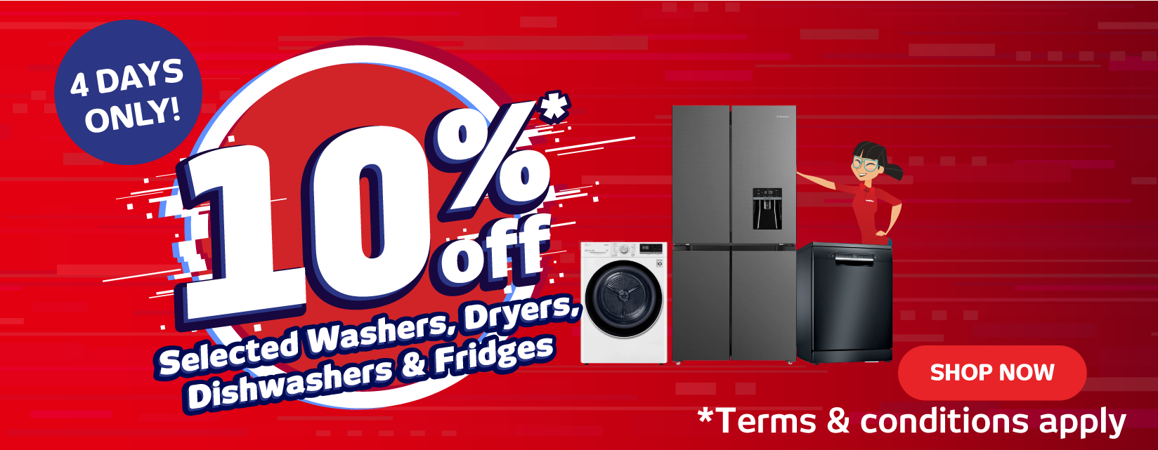 Save 10% Off Washers, Dryers, Dishwashers & Fridges