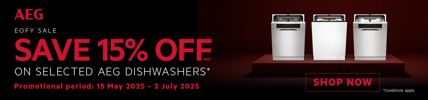 Save 15% On Selected AEG Dishwashers