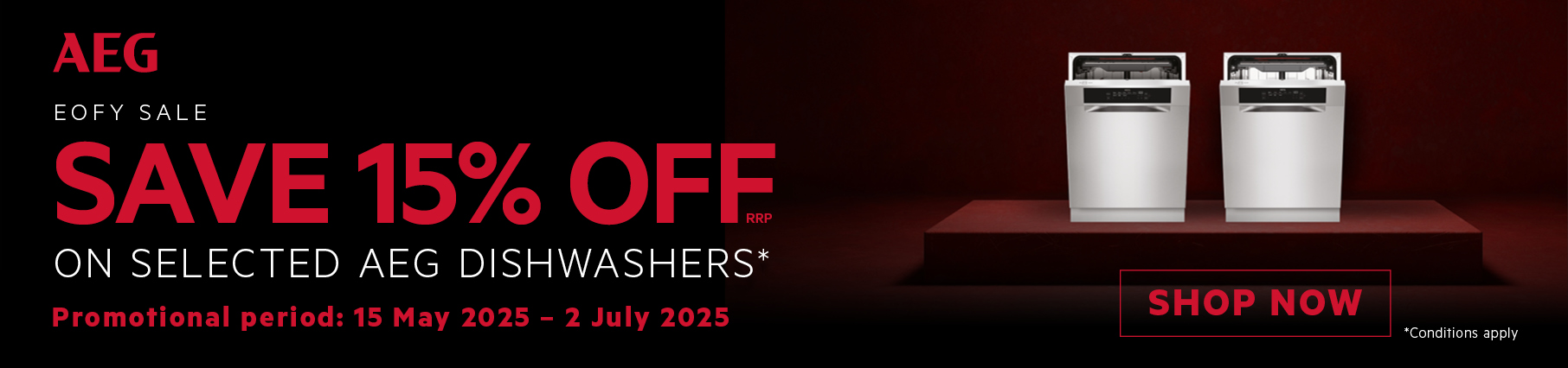 Save 15% On Selected AEG Dishwashers