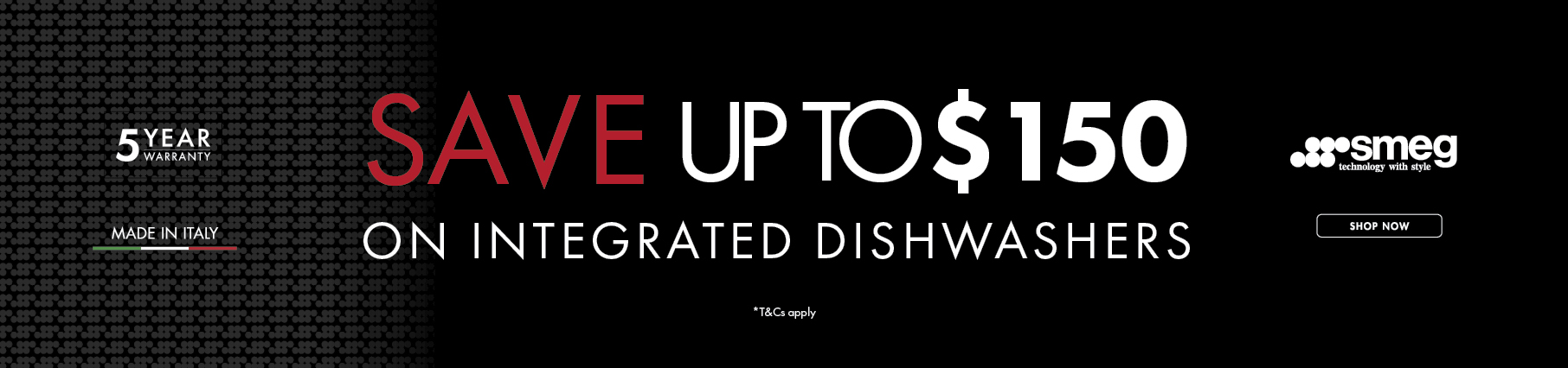 Save Up To $150 On Select Smeg Sapphire Integrated Dishwashers