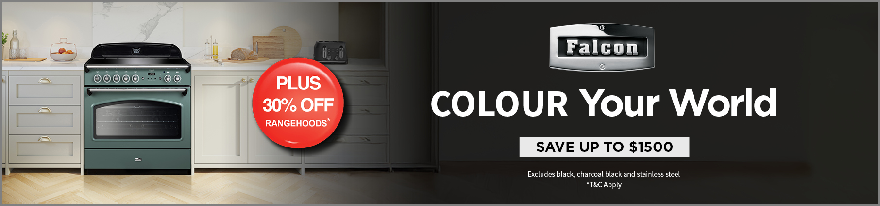 Save Up To $1500* On Eligible Falcon Coloured Cookers