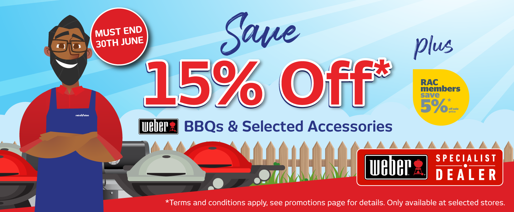 15% off All Weber BBQs & Selected Accessories at Retravision