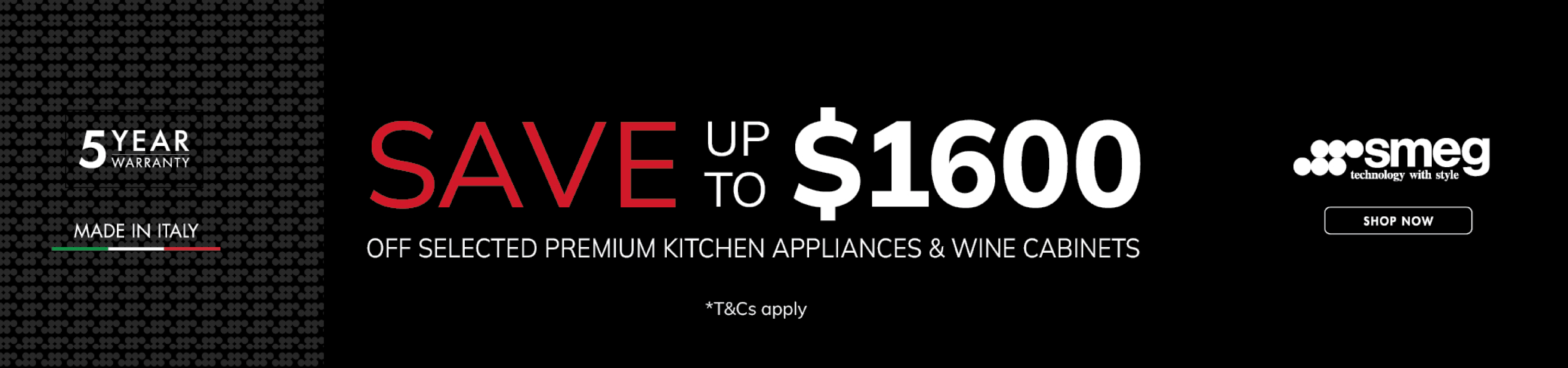 Save Up To $1600 On Selected Smeg Premium Kitchen Appliances & Wine Cabinets