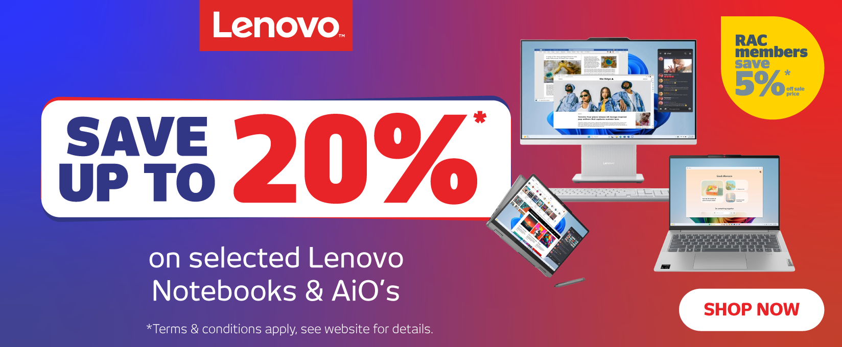 Save Up To 20% On Selected Lenovo Notebooks & AiOs at Retravision