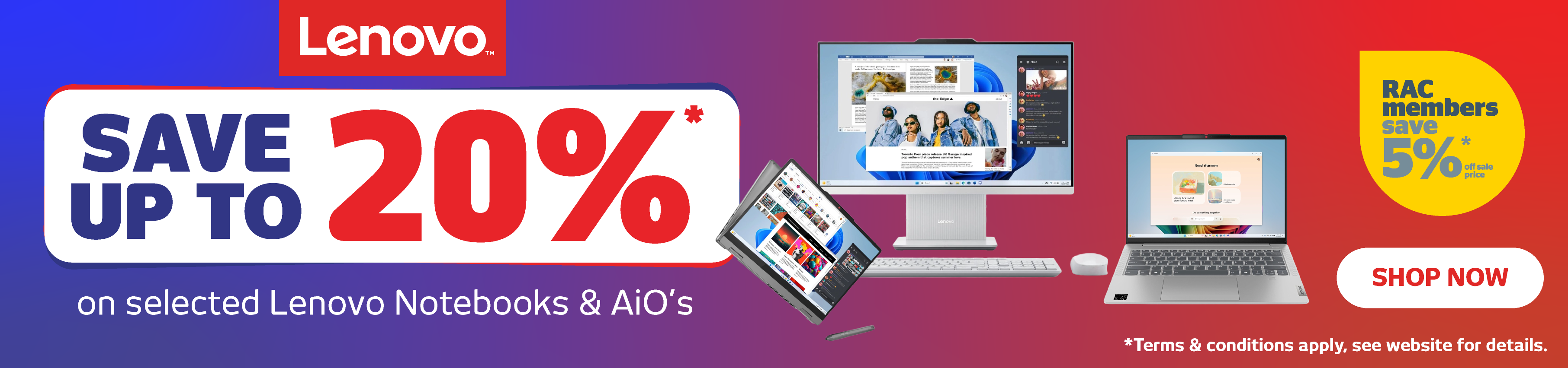 Save Up To 20% On Selected Lenovo Notebooks & AiOs