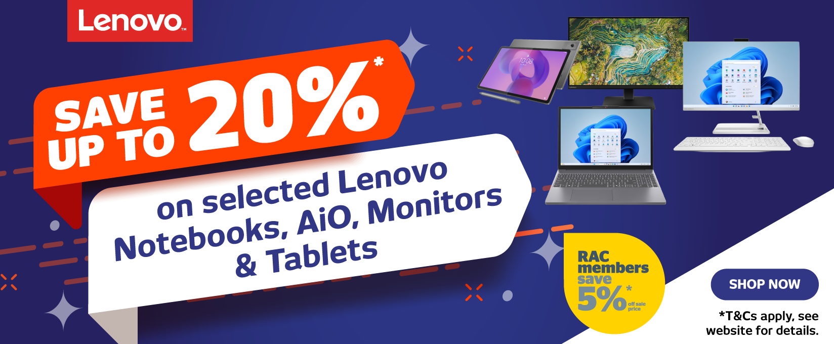 Save Up To 20% On Selected Lenovo Notebooks, AiO, Monitors and Tablets at Retravision