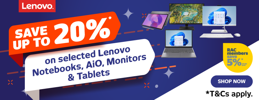 Save Up To 20% On Selected Lenovo Notebooks, AiO, Monitors and Tablets at Retravision