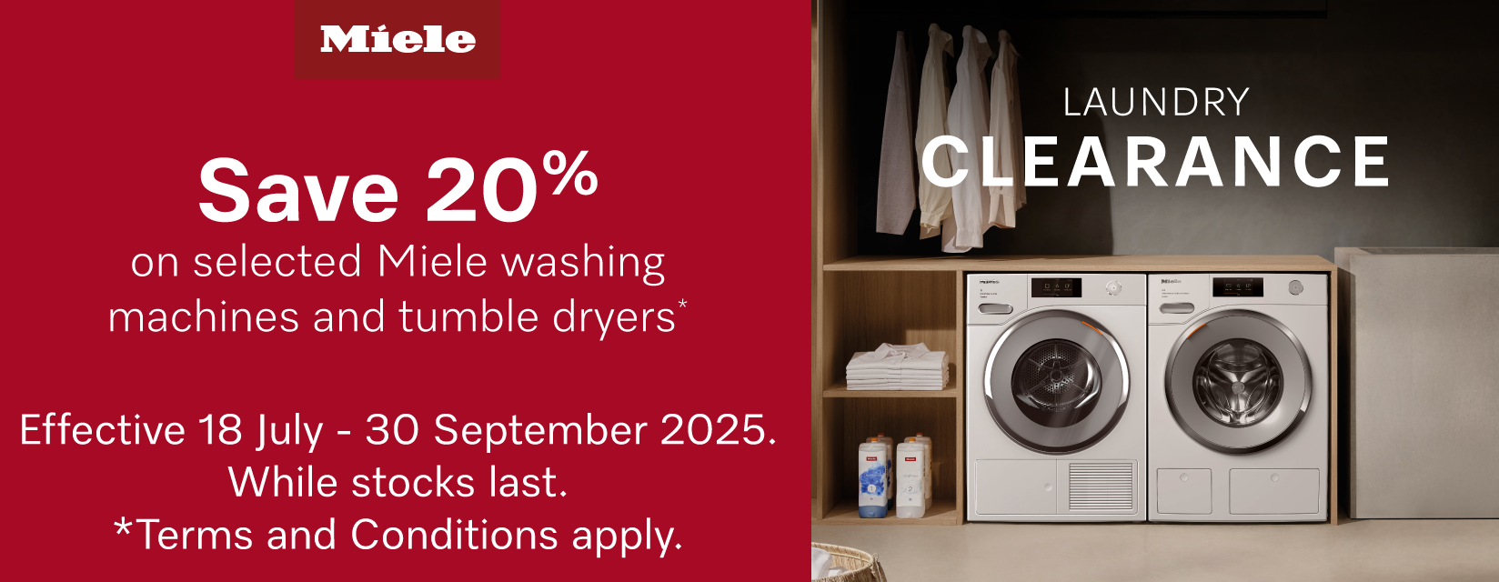 Save 20% Off Selected Miele Laundry Appliances